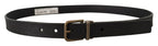 Dolce & Gabbana Black Leather Brass Metal Grain Buckle Classic Belt