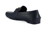 Versace Navy Blue Calf Leather Loafers Shoes
