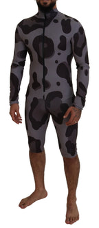 Dolce & Gabbana Gray Patterned Polyester Wetsuit Swimwear