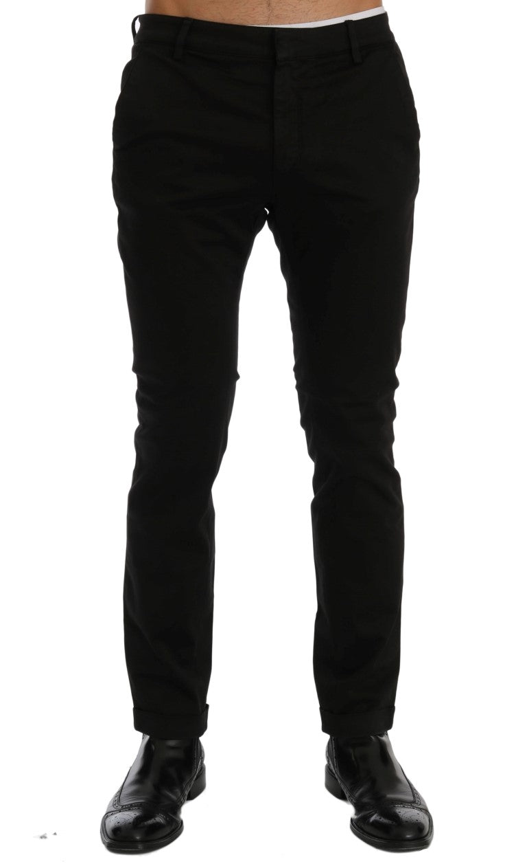 Costume National Black Slim Fit Cotton Stretch Pants
