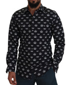 Dolce & Gabbana Black Crown Print GOLD Slim Shirt