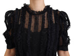 Dolce & Gabbana Black Lace Trim A-line Mini Nylon Dress