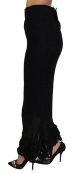 Dolce & Gabbana Black Knitted Cotton High Waist Mermaid Skirt