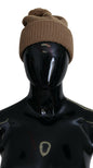 Dolce & Gabbana Brown Solid Knitted Fur Ball Winter Beanie Hat