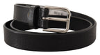 Dolce & Gabbana Black Calf Leather Silver Tone Logo Metal Buckle Belt