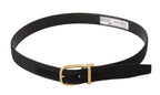Dolce & Gabbana Black Canvas Leather Gold Metal Buckle Belt