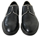 Dolce & Gabbana Black White Leather Formal Shoes