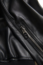 Dolce & Gabbana Black Leather Full Zip Bomber Men Jacket