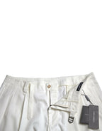 Dolce & Gabbana White Cotton Stretch Men Bermuda Denim Shorts