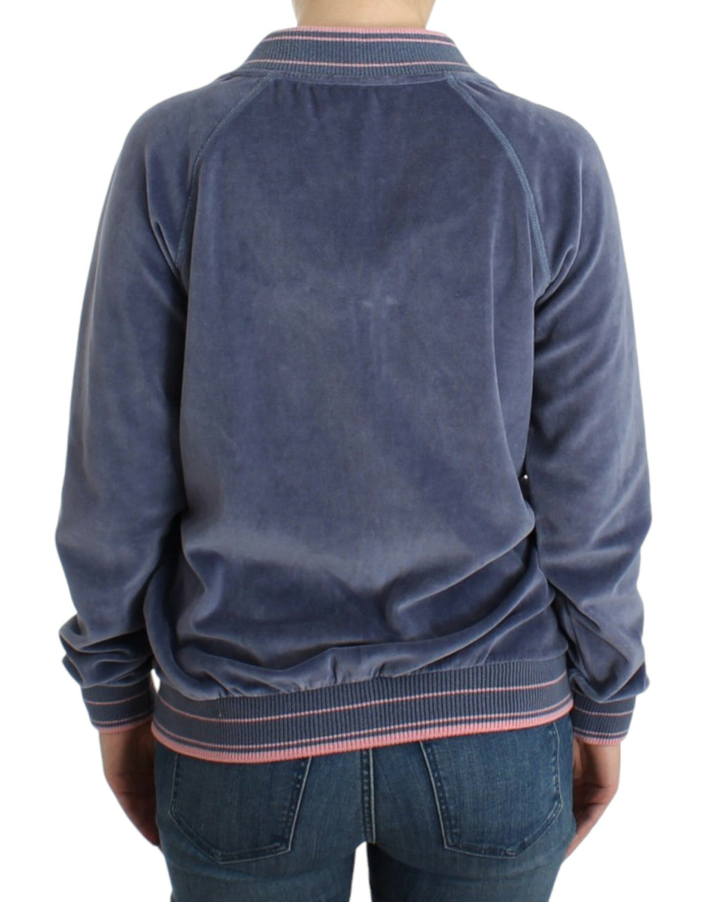 Cavalli Blue velvet zipup sweater
