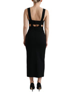 Dolce & Gabbana Black Cut Out Sleeveless Bodycon Midi Dress