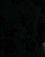 Dolce & Gabbana Black Floral Lace Cotton Bodycon Dress