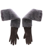 Dolce & Gabbana Gray Mink Fur Lambskin Suede Leather Gloves