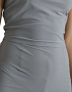 Dolce & Gabbana Gray Nylon Strapless Bodycon Jumpsuit Dress