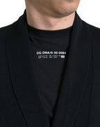 Dolce & Gabbana Black Cashmere Long Sleeves Belted Wrap Robe
