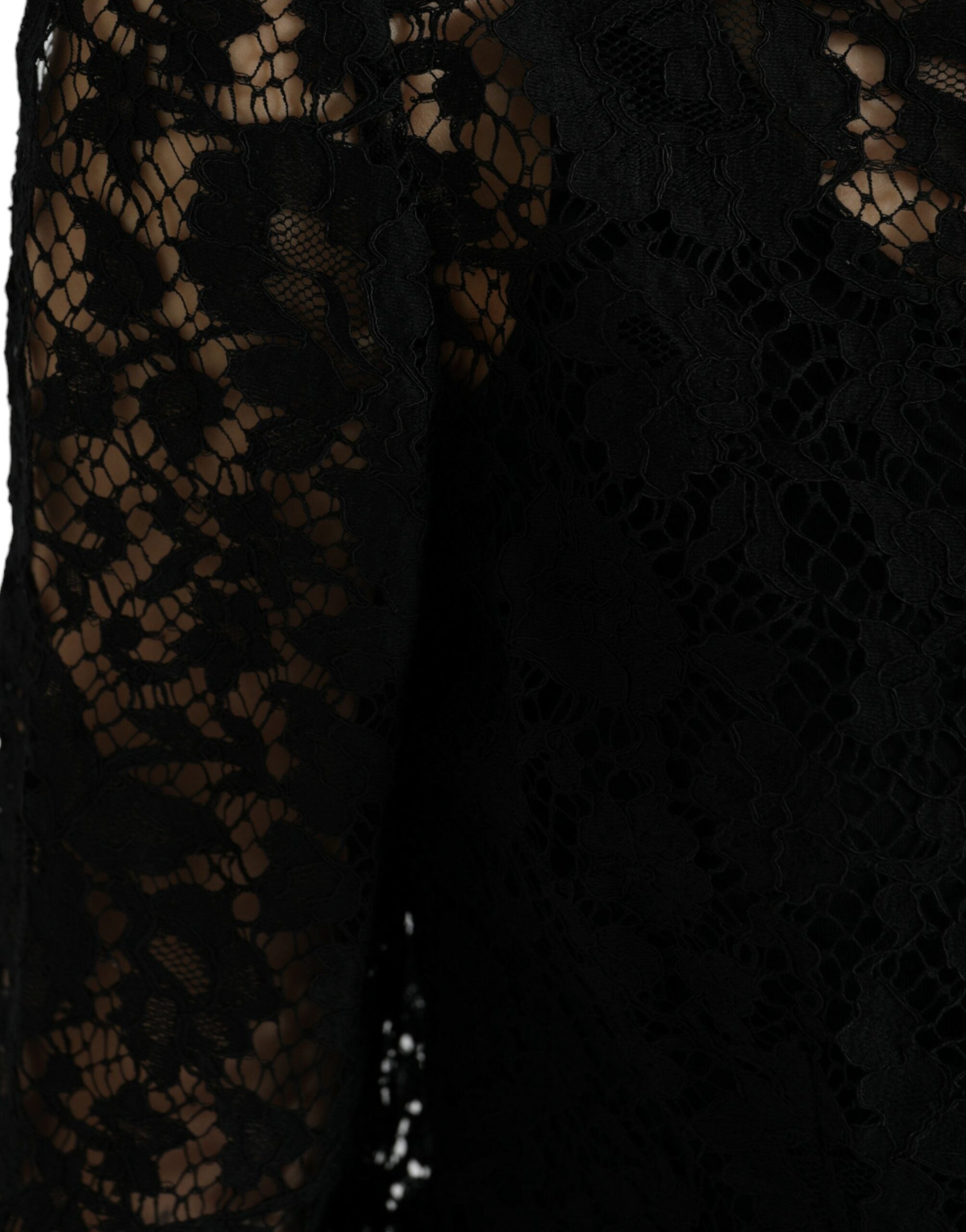 Dolce & Gabbana Black Floral Lace Long Sleeves Blouse Top
