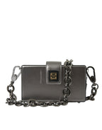 Dolce & Gabbana Metallic Gray Calfskin Leather DG BOX Shoulder Bag