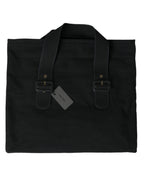 Miu Miu Black Canvas Denim Logo Shoulder Tote Shopping Bag