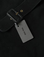 Miu Miu Black Canvas Denim Logo Shoulder Tote Shopping Bag