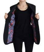 Dsquared² Black Flower Single Breasted Coat Blazer