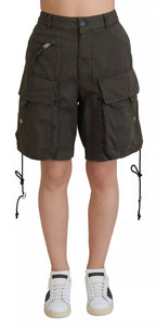 Dsquared² Green High Waist Cargo Bermuda Women Shorts