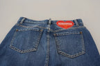 Dsquared² Blue Distressed High Waist Pencil Cut Denim Skirt