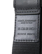 Dolce & Gabbana Black Green Logo Silver Metal Buckle Belt