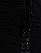 Dolce & Gabbana Black Cold Shoulder Stretch Tulle Midi Dress