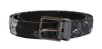 Dolce & Gabbana Black Cayman Linen Leather Belt