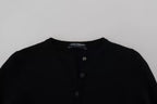 Dolce & Gabbana Black Button Down Slim Cardigan Wool Sweater