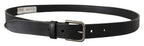 Dolce & Gabbana Black Calf Leather Classic Metal Logo Buckle Belt