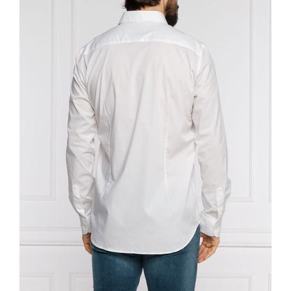 Aeronautica Militare "White Cotton Men's Shirt with Slim Fit Design"