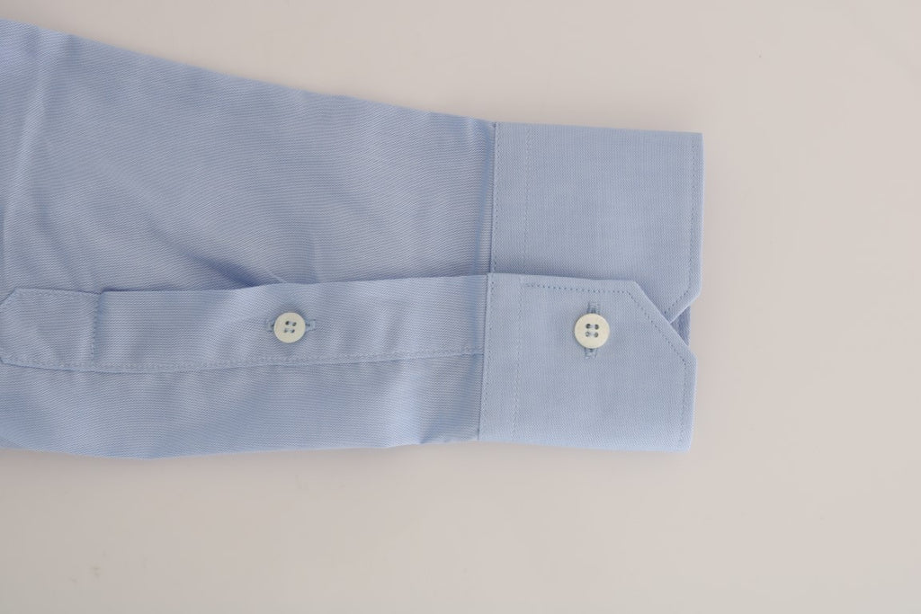 Cavalli Light Blue Cotton Slim Fit Dress Shirt