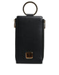 Dolce & Gabbana Black Leather Logo Plaque Neck Strap Card Coin Wallet