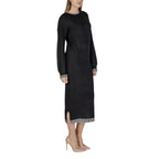 Vila Clothes Black Polyester Midi Dress