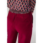 Vila Clothes Bordeaux Polyester Casual Pants