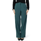 Vila Clothes Green Recycled Polyester Flared Pants