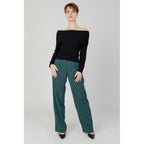Vila Clothes Green Recycled Polyester Flared Pants
