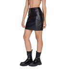 ICHI Black Polyethylene Mini Skirt