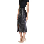 ICHI Black Polyester Long Skirt