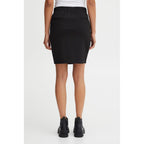 ICHI Black Polyester Mini Skirt