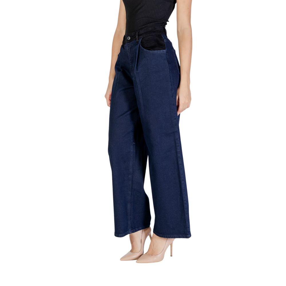 ICHI Blue Cotton Casual Pants