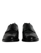 Dolce & Gabbana Black Leather Derby Wingtip Formal Shoes