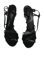 Dolce & Gabbana Black Leather High Heels Keira Sandals Shoes
