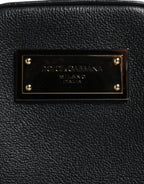 Dolce & Gabbana Black Grain Leather Logo Plaque Clutch Bag