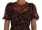 Dolce & Gabbana Black Floral Roses A-Line Shift Gown