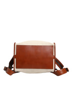 Dolce & Gabbana Beige Brown Canvas Leather Travel Back Pack Bag
