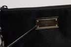 Dolce & Gabbana Black Nylon Logo Plaque Keyring Pouch Clutch Bag
