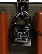 Dolce & Gabbana Green Brown Leather Clutch Purse Bag