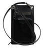 Dolce & Gabbana Black Horse Leather Zip Logo Shoulder Neck Strap Wallet